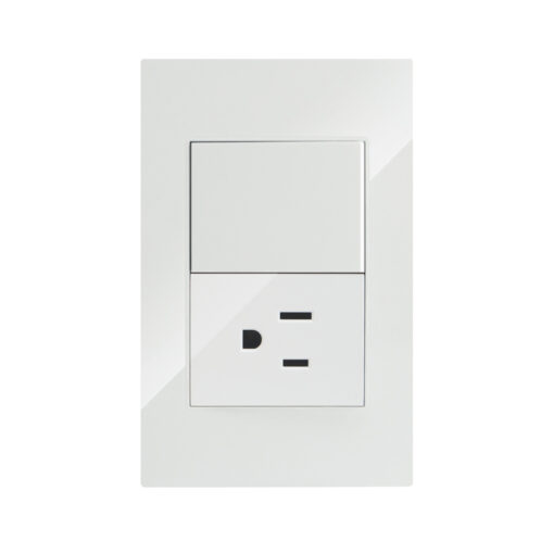 LÍNEA PREMIUM BLANCA PLACA CONTACTO SENCILLO Y APAGADOR 1