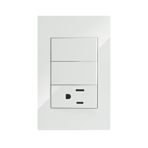 LÍNEA PREMIUM BLANCA PLACA CONTACTO SENCILLO Y APAGADOR 2