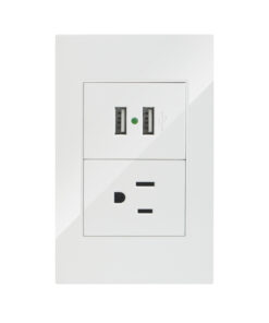 LÍNEA PREMIUM BLANCA PLACA CONTACTO SENCILLO  Y CONVERTIDOR DE VOLTAJE